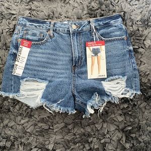 High rise denim shorts